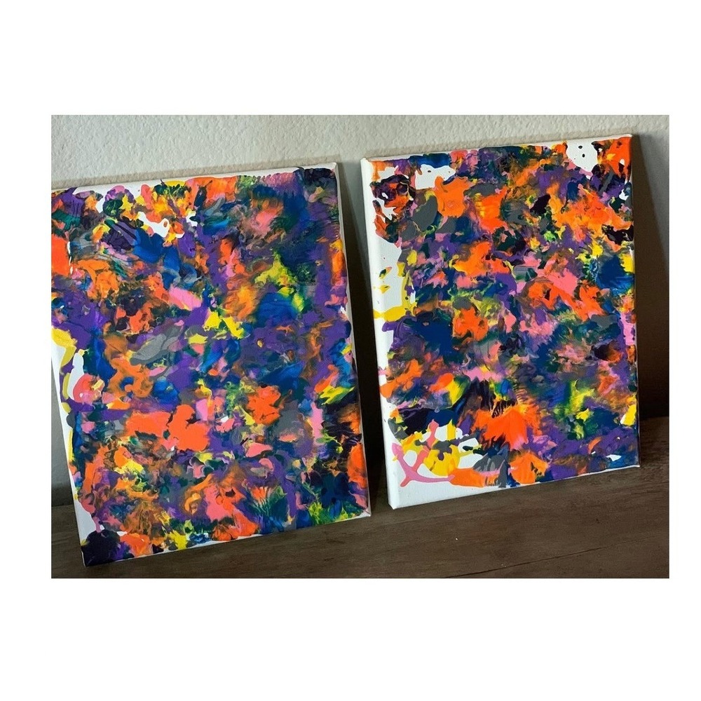 Original Abstract Acrylic Painting Set 8x10 Canvas Wall Art
